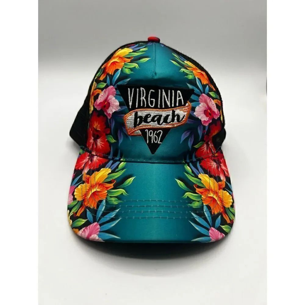 Vintage colorful tropical Virginia beach 1962 snap back hat